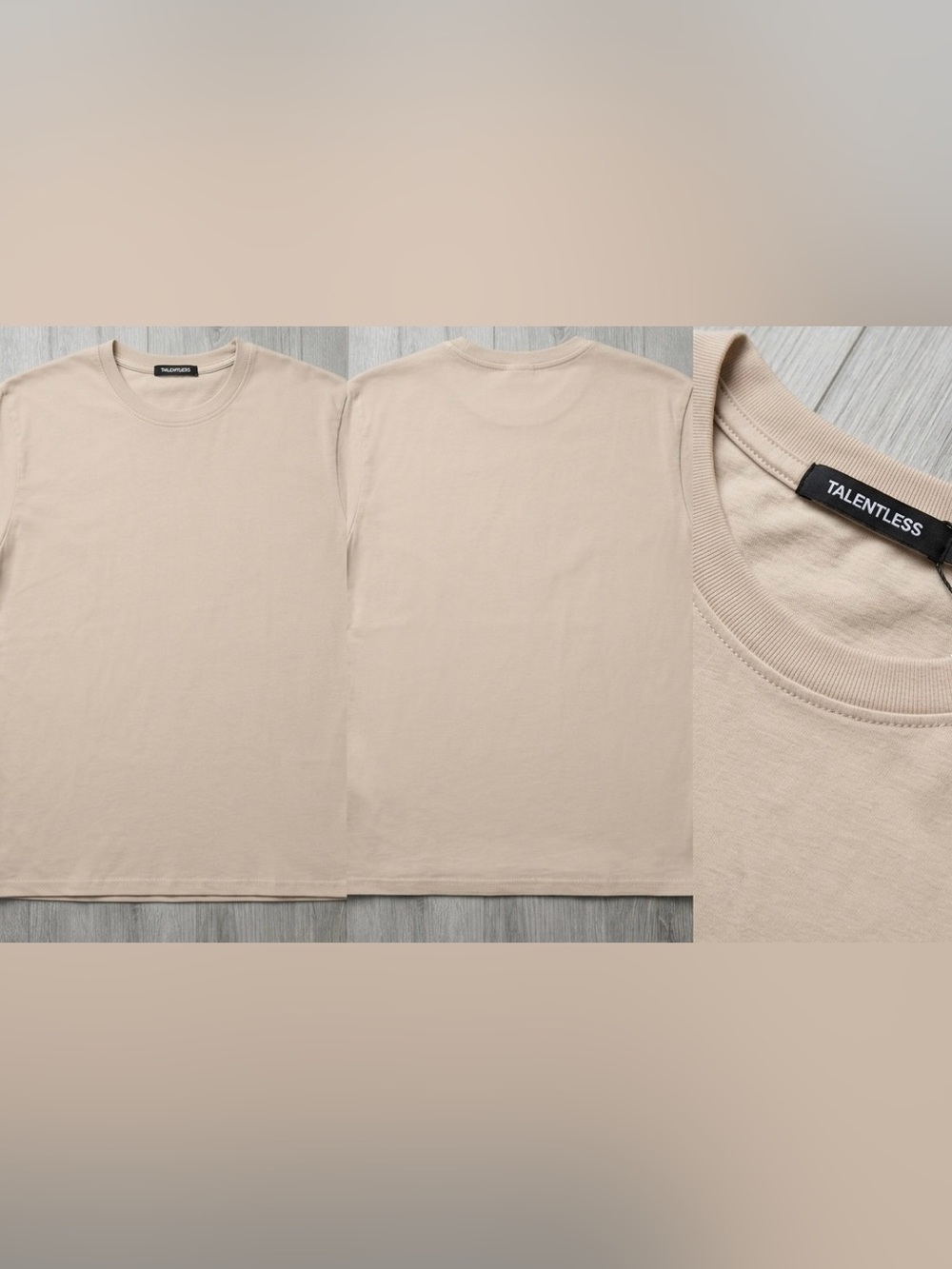 TALENTLESS Beige Crewneck T-Shirt